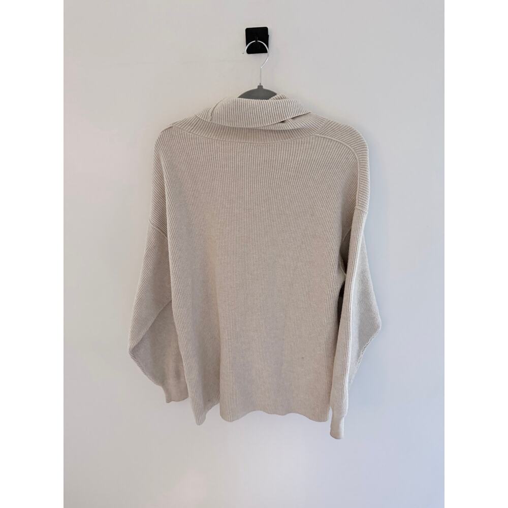 Free People Cream Textured Softly Structured Knit Turtleneck Sweater-Size Small - Picture 5 of 7